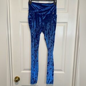 Fabletics Blue Leggings with Luxurious Velvet Texture. Size S